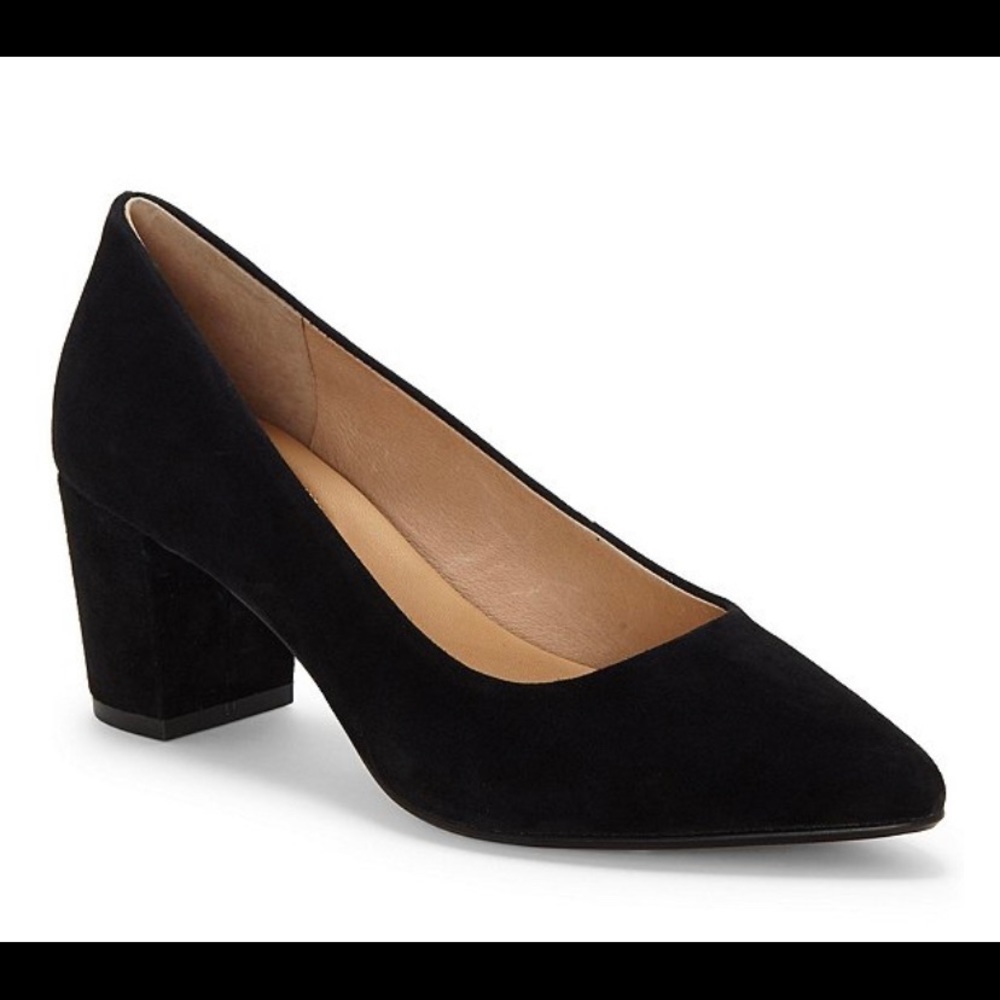 Corso  Como Black Suede Block Heel Pump